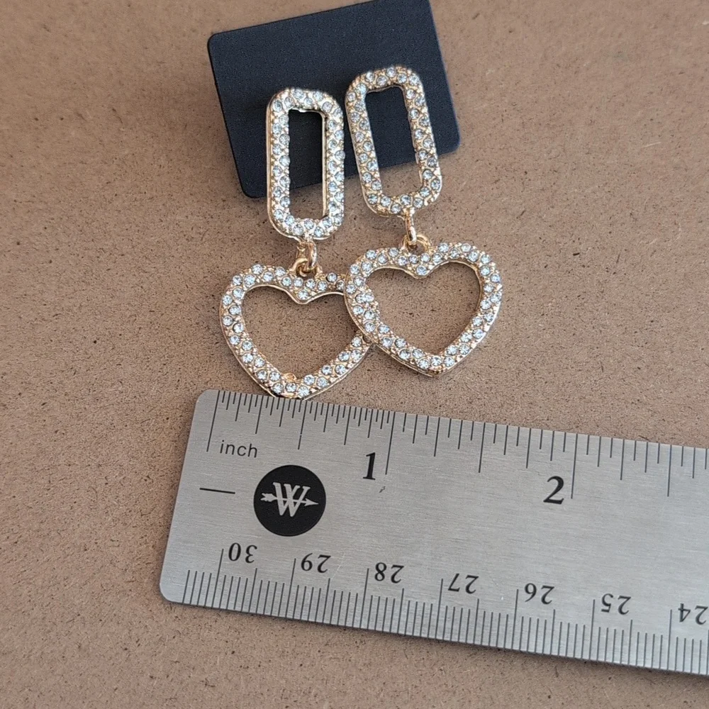 Gold Heart Dangle Earrings
